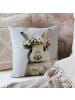 Chic Antique Kissenbezug HASE mit BLUMENKRANZ Grau 45x45 cm