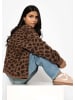 SASSYCLASSY Kurzer Cardigan mit Leo-Print in Braun
