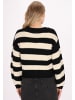 DreiMaster Damen Pullover in Schwarz Creme Streifen