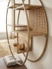 KADIMA DESIGN Wandregal Rattan 62x62x17cm Hängeregal Massivholz/Metall Industrial