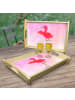 Mr. & Mrs. Panda Holztablett Flamingo Yoga ohne Spruch in Aquarell Pink