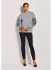 MADELEINE Besticktes Sweatshirt mit Glanzeffekt in graumelange / schwarz