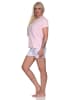 NORMANN Shorty Schlafanzug Pyjama kurzen Shorts und Ringeln in rosa