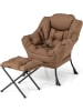 COSTWAY Relaxsessel mit Hocker in Braun