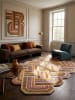KADIMA DESIGN Wollteppich Kurzflor SOAR Geometrisch Handgetuftet Naturfaser Wohnzimmer in Rosa