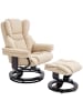 HOMCOM Relaxsessel mit Hocker-80L x 79B x 100H cm-Cremeweiß
