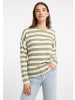 ELBSAND Langarm T-Shirt  in Green Leaf + Cloud White STRIPE