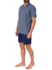 NORMANN kurzarm Schlafanzug Shorty Pyjama zum durchknöpfen - 78265 in marine