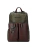 Piquadro Harper Rucksack RFID Leder 40 cm Laptopfach in green-dark brown