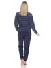 NORMANN Frottee Schlafanzug langarm Bündchen Streifenoptik in navy