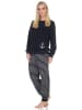 NORMANN Frottee Schlafanzug langarm Bündchen Maritime Optik - 87226 in navy