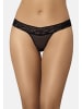 Teyli Mesh Tanga mit floraler Spitze Leo in schwarz