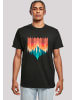 F4NT4STIC T-Shirt Berg Sonnenuntergang Geometrisch in schwarz