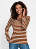 WITT WEIDEN Shirt in cognac-ecru-gestreift