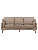 Beliani 3-Sitzer Sofa LOKKA in Braun/Heller Holzfarbton - (W) 204 x (H) 85 x (L) 83 cm