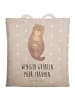 Mr. & Mrs. Panda Tote Bag Otter Muschel mit Spruch in Grau Pastell