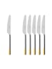 Villeroy & Boch 6er Set Tafelmesser Ella teilvergoldet in Silber-Gold 238 mm
