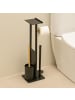 relaxdays WC Garnitur in Schwarz/ Natur - (B)21 x (H)65 x (T)18 cm