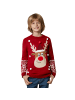 tectake Festtagspullover, Kinder-Strickpullover in Rot, Weiß und Braun