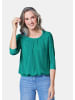 GOLDNER Chiffon-Shirt mit 3/4-Arm, Rundhals in smaragdgrün