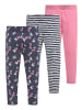 Kidsworld Leggings in bunt-gemustert/pink-uni/blau-weiß-gestreift