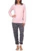 NORMANN Frottee Pyjama Schlafanzug Bündchen und Herz - 49913 in rosa