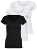 ONLY 3er-Set  T-Shirt in White / white / black