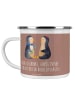 Mr. & Mrs. Panda Emaille Tasse Gastgeschenke Freude mit Spruch in Braun Pastell