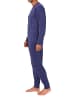 NORMANN Langarm Schlafanzug Pyjama Bündchen Minimalprint in marine