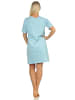 NORMANN Nachthemd kurzes Bigshirt KatzenApplikation - 65281 in hellblau