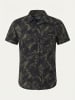 KOROSHI Herren kurzarm-viskosehemd in khaki