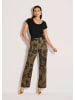 MADELEINE Jacquardhose mit floralem Muster in schwarz / caramel