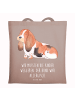 Mr. & Mrs. Panda Einkaufstasche Hund Basset Hound mit Spruch in Braun Pastell