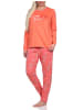 NORMANN Verspielte Pyjama lang Schlafanzug floralem Muster - 75119 in apricot