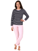 NORMANN Frottee Pyjama langarm Schlafanzug Bündchen Streifen - 49904 in marine