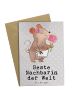 Mr. & Mrs. Panda Grußkarte Maus Beste Nachbarin der Welt mit Spruch in Grau Pastell