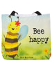 Mr. & Mrs. Panda Strandtasche Biene Happy Design mit Spruch in Weiß