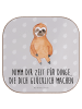 Mr. & Mrs. Panda Glasuntersetzer Faultier Zufrieden mit Spruch in Grau Pastell