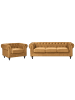 Beliani 2-tlg Chesterfield Sofa CHESTERFIELD in Gold/Schwarz