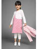 Kidsworld Bolero, Kleid & Leggings in pink / weiß