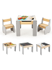 COSTWAY Kindertisch mit 2 Stühlen in Beige
