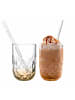 LEONARDO 2er Set Caramel Macchiato Gläser mit Glastrinkhalm (2) Gocce 390 ml in apricot