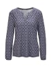 GOLDNER Jerseybluse Elegantes Blusenshirt mit V-Ausschnitt in marine / weiß