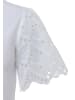 More & More schmales, geripptes Shirt, Spitzenärmel in white