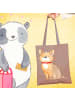 Mr. & Mrs. Panda Tote Bag Hund Glück ohne Spruch in Braun Pastell