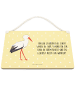 Mr. & Mrs. Panda Schild Storch mit Spruch in Gelb Pastell