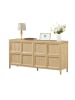 ABRIHOME Sideboard in Eiche hell mit Tip On Öffnung Soft Close 160x40x80 cm