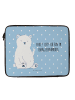 Mr. & Mrs. Panda Tasche Laptop Eisbär Faul mit Spruch in Blau Pastell