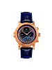 Heritor Legacy-Armbanduhr mit Lederarmband in Rose Gold/Blue
