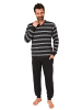 NORMANN Langarm Schlafanzug Pyjama Bündchen Streifen - 84144 in dunkelgrau